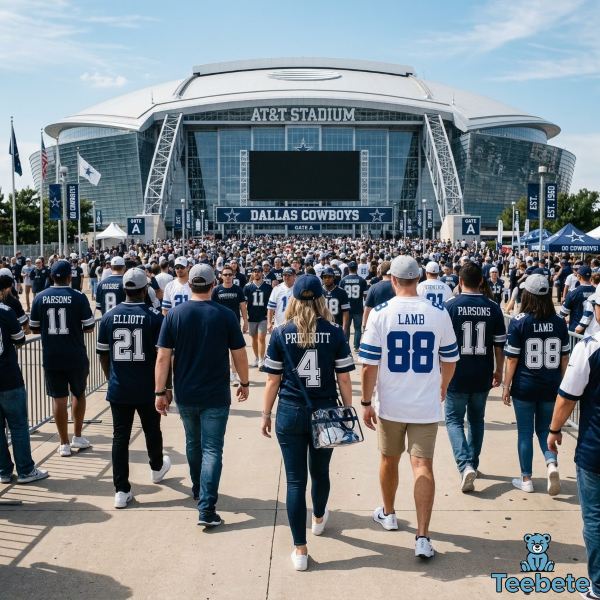 Cowboys Fans Walking Into ATT Stadium Game Day