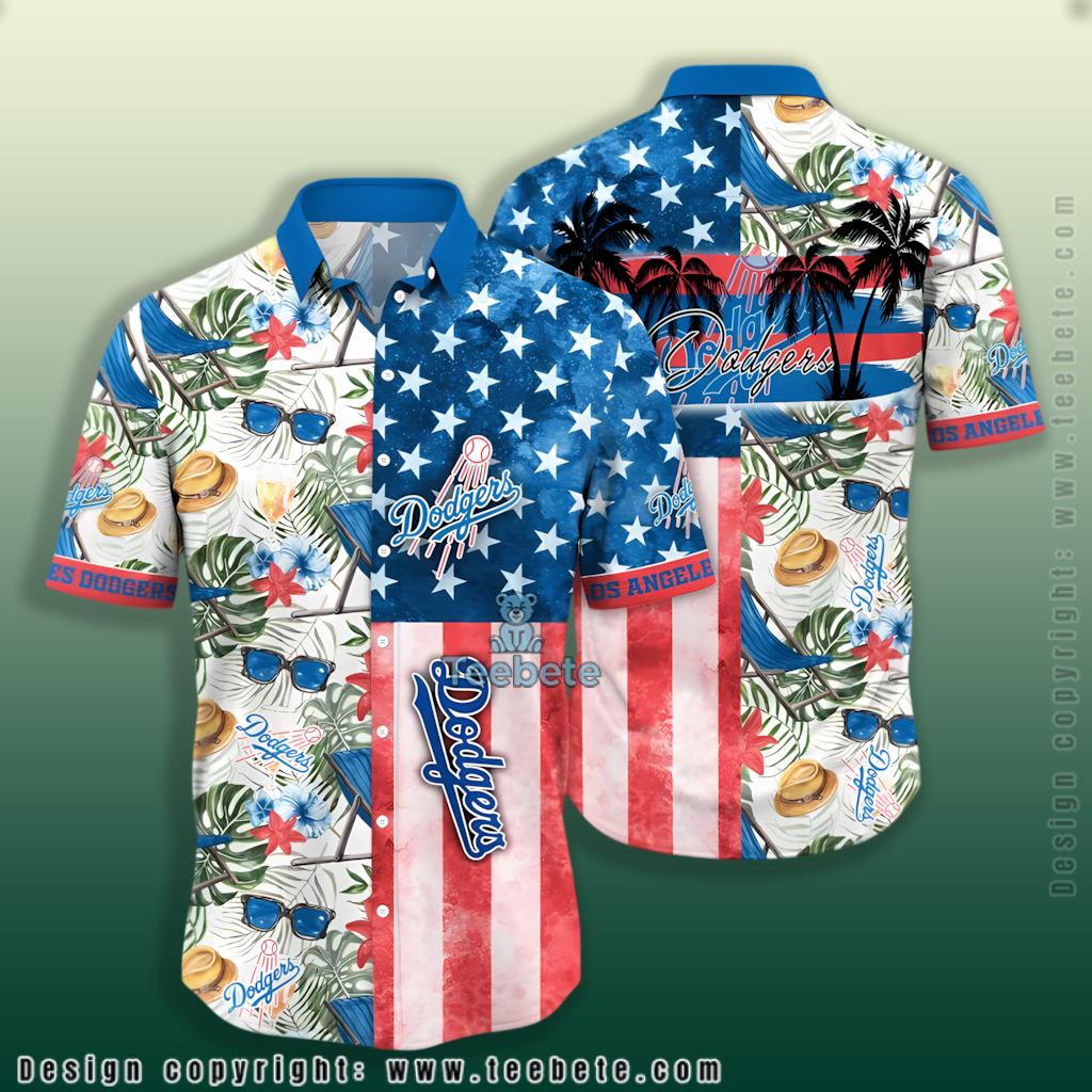 American Flag Los Angeles Dodgers Hawaiian Shirt