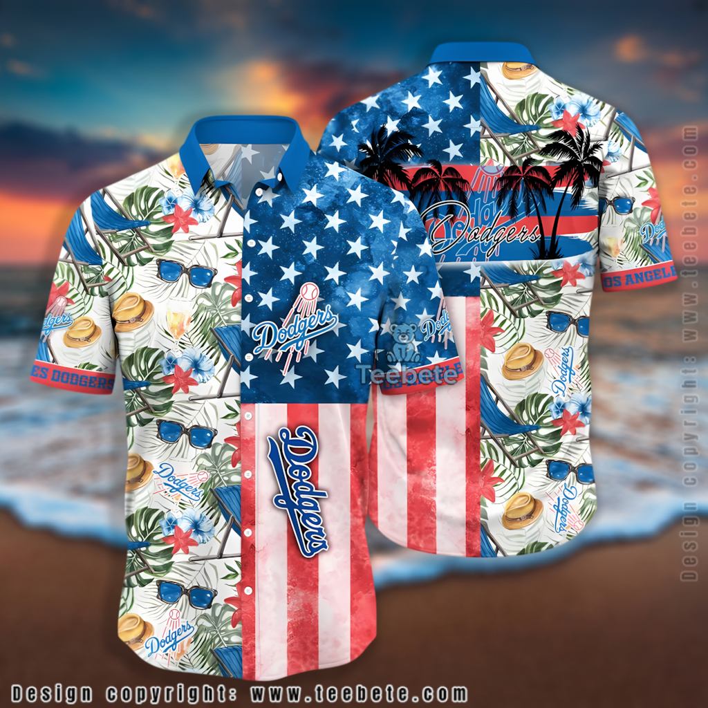 American Flag Los Angeles Dodgers Hawaiian Shirt Version 2 American Flag Los Angeles Dodgers Hawaiian Shirt Version 2