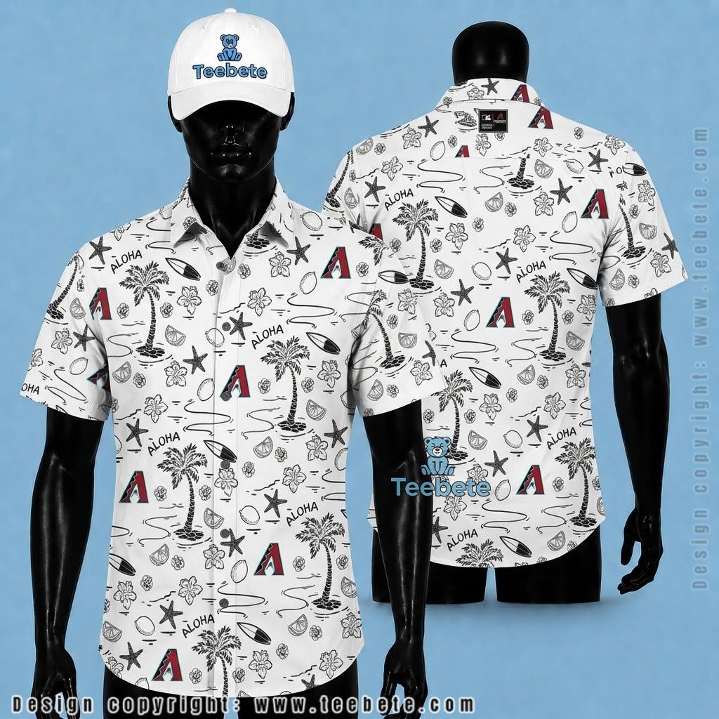 Arizona Diamondbacks Aloha Shirt Black White Beach Doodle