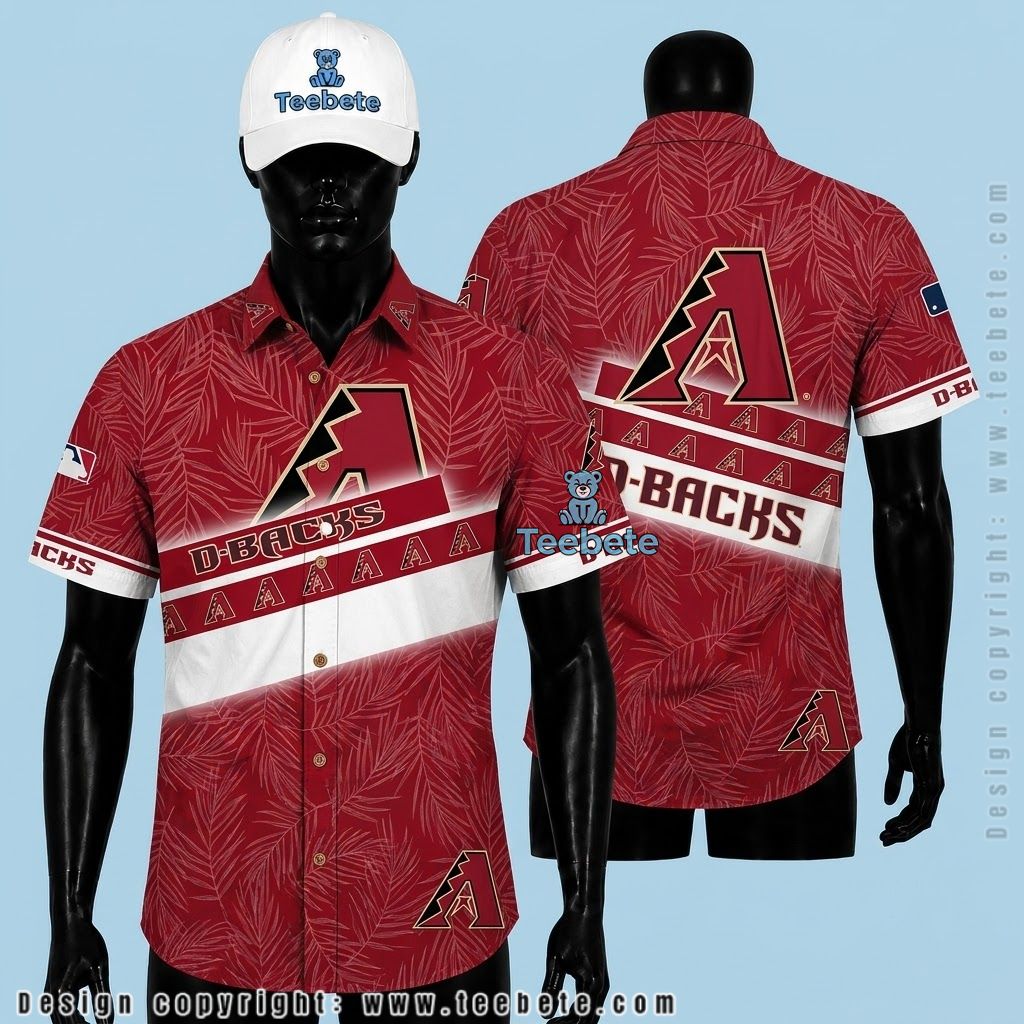 Arizona Diamondbacks Aloha Shirt Fern Palm Silhouette Black