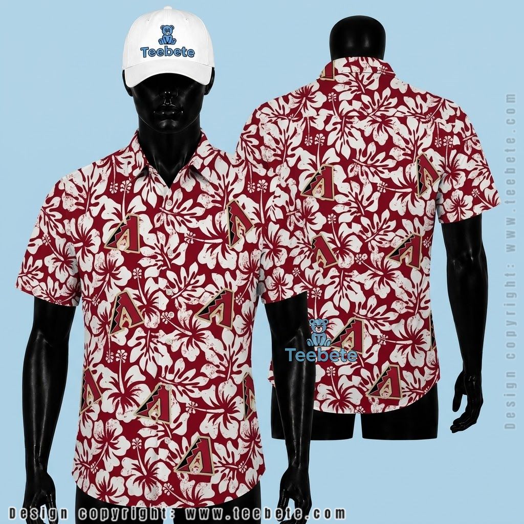 Arizona Diamondbacks Hawaiian Shirt Bold Hibiscus Logo Red