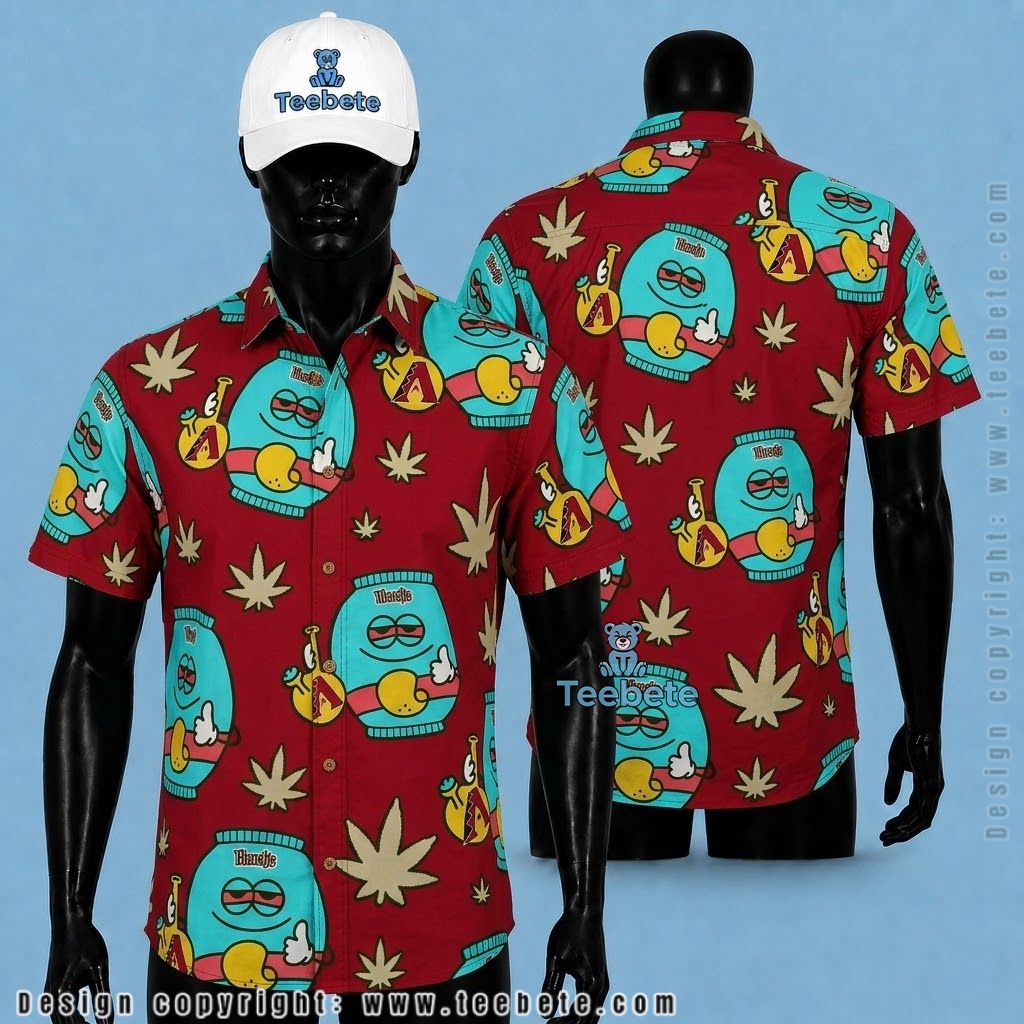 Arizona Diamondbacks Hawaiian Shirt Bong Leaf Cartoon Red