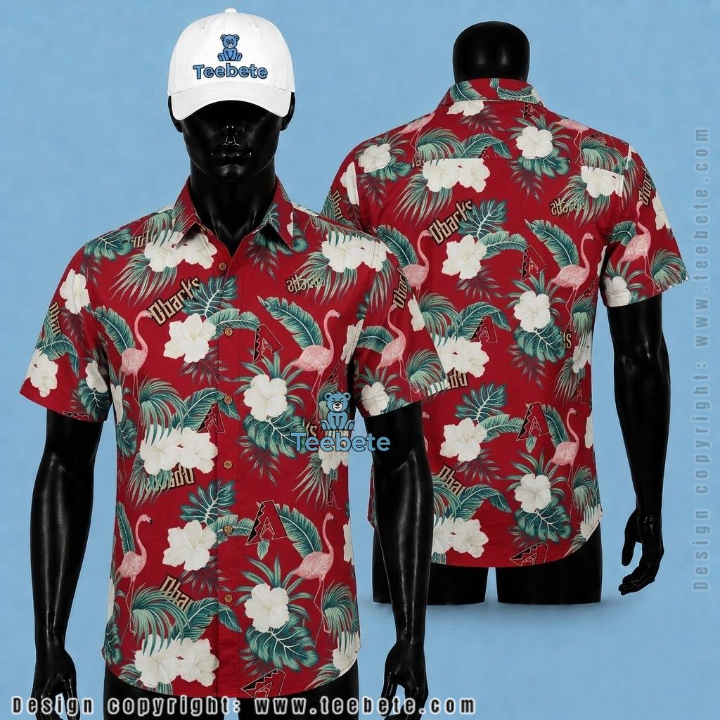 Arizona Diamondbacks Hawaiian Shirt Flamingo Hibiscus Red