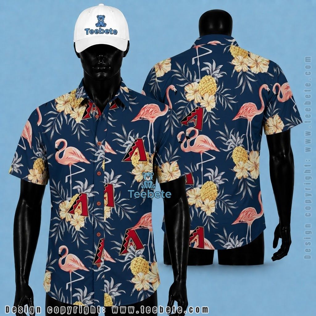 Arizona Diamondbacks Hawaiian Shirt Flamingo Pineapple Navy