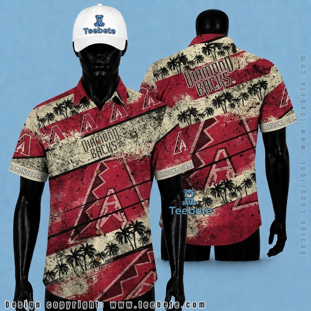 Arizona Diamondbacks Hawaiian Shirt Grunge Palm Stripe