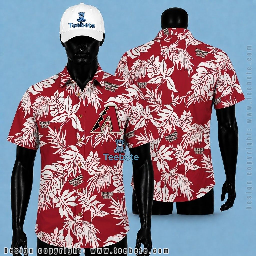 Arizona Diamondbacks Hawaiian Shirt Monstera Leaf Print Red