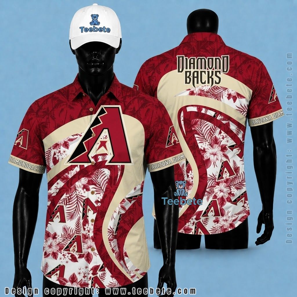 Arizona Diamondbacks Hawaiian Shirt Swirl Hibiscus Palm Print
