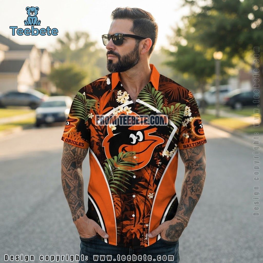 Baltimore Orioles Aloha Shirt MLB Go Orioles Coconut Tree