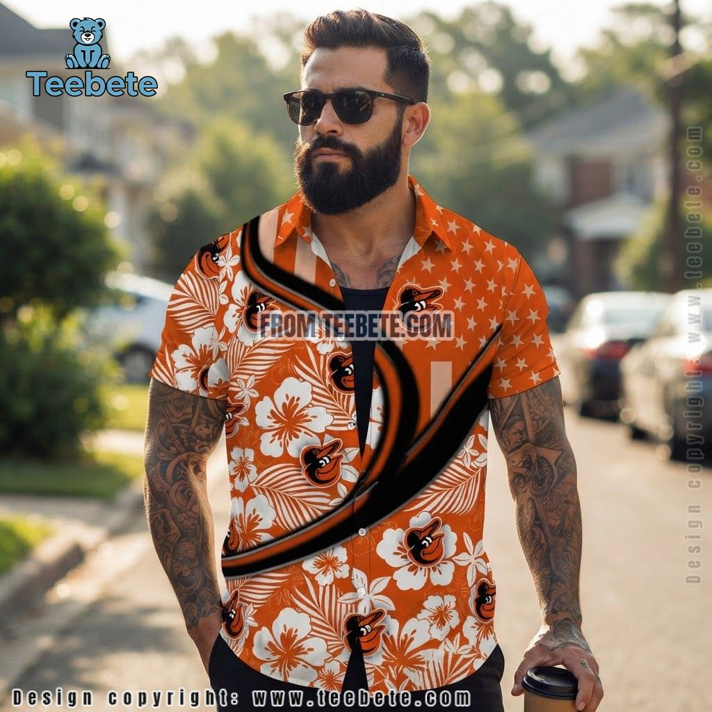 Baltimore Orioles Hawaiian Shirt Island Palm Contrast Yoke Baltimore Orioles Hawaiian Shirt Island Palm Contrast Yoke