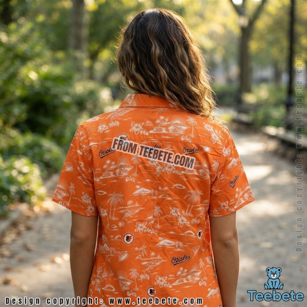 Baltimore Orioles Hawaiian Shirt Island Palm Sunset Print Version 2 Baltimore Orioles Hawaiian Shirt Island Palm Sunset Print Version 2