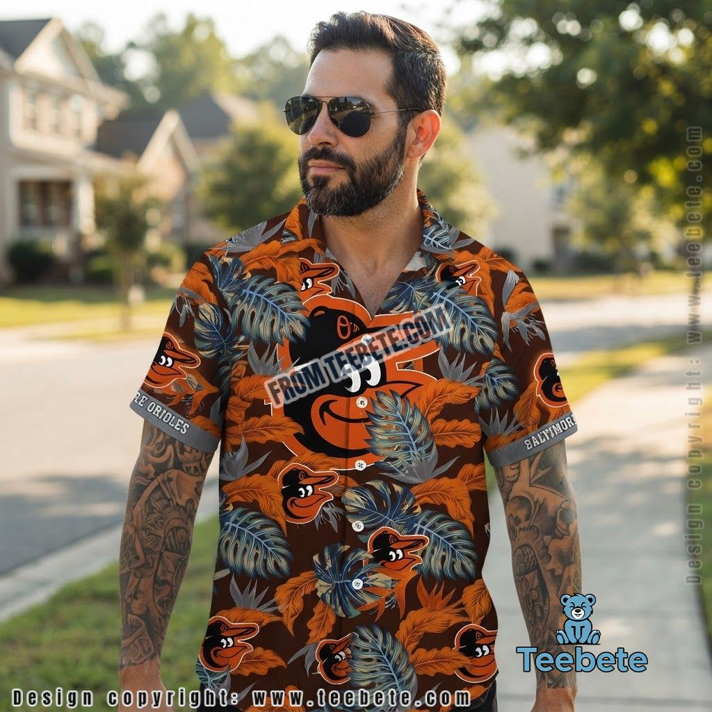 Baltimore Orioles Hawaiian Shirt MLB Monstera Leaf