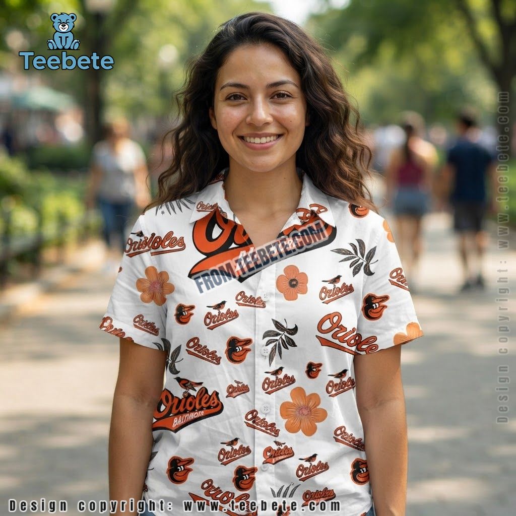 Baltimore Orioles Hawaiian Shirt Swirl Fern Mascot Design