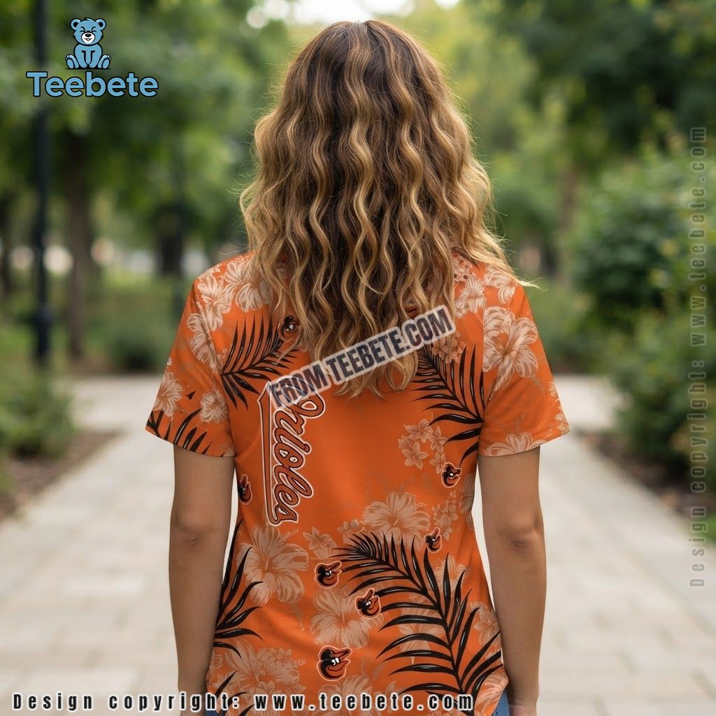 Baltimore Orioles Hawaiian Shirt Vertical Script Fern Hibiscus Version 2 Baltimore Orioles Hawaiian Shirt Vertical Script Fern Hibiscus Version 2