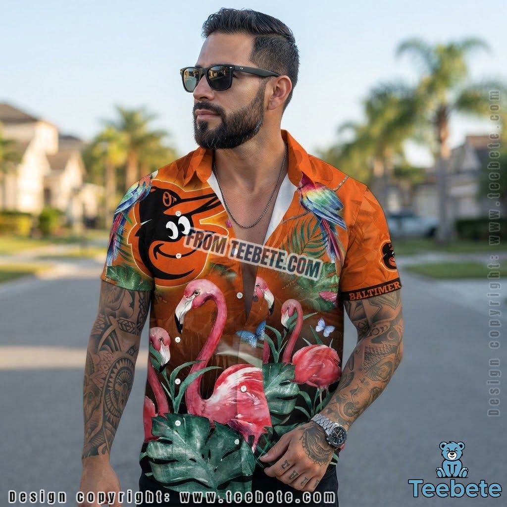 Baltimore Orioles Tropical Shirt MLB Flamingo Macaw Butterfly