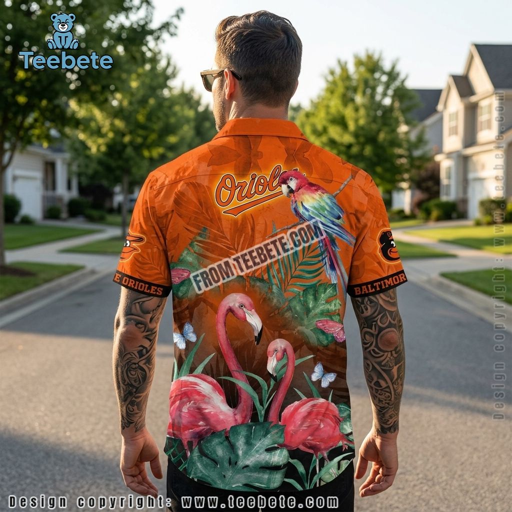Baltimore Orioles Tropical Shirt MLB Flamingo Macaw Butterfly Version 2 Baltimore Orioles Tropical Shirt MLB Flamingo Macaw Butterfly Version 2