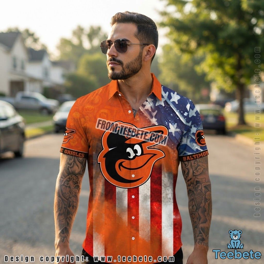 Baltimore Orioles Tropical Shirt MLB Happy 4th Of July American Flag