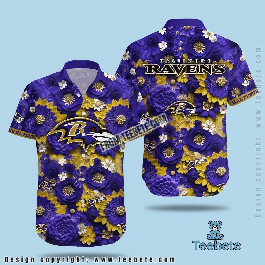 Baltimore Ravens Hawaiian Shirt Tropical Floral Print