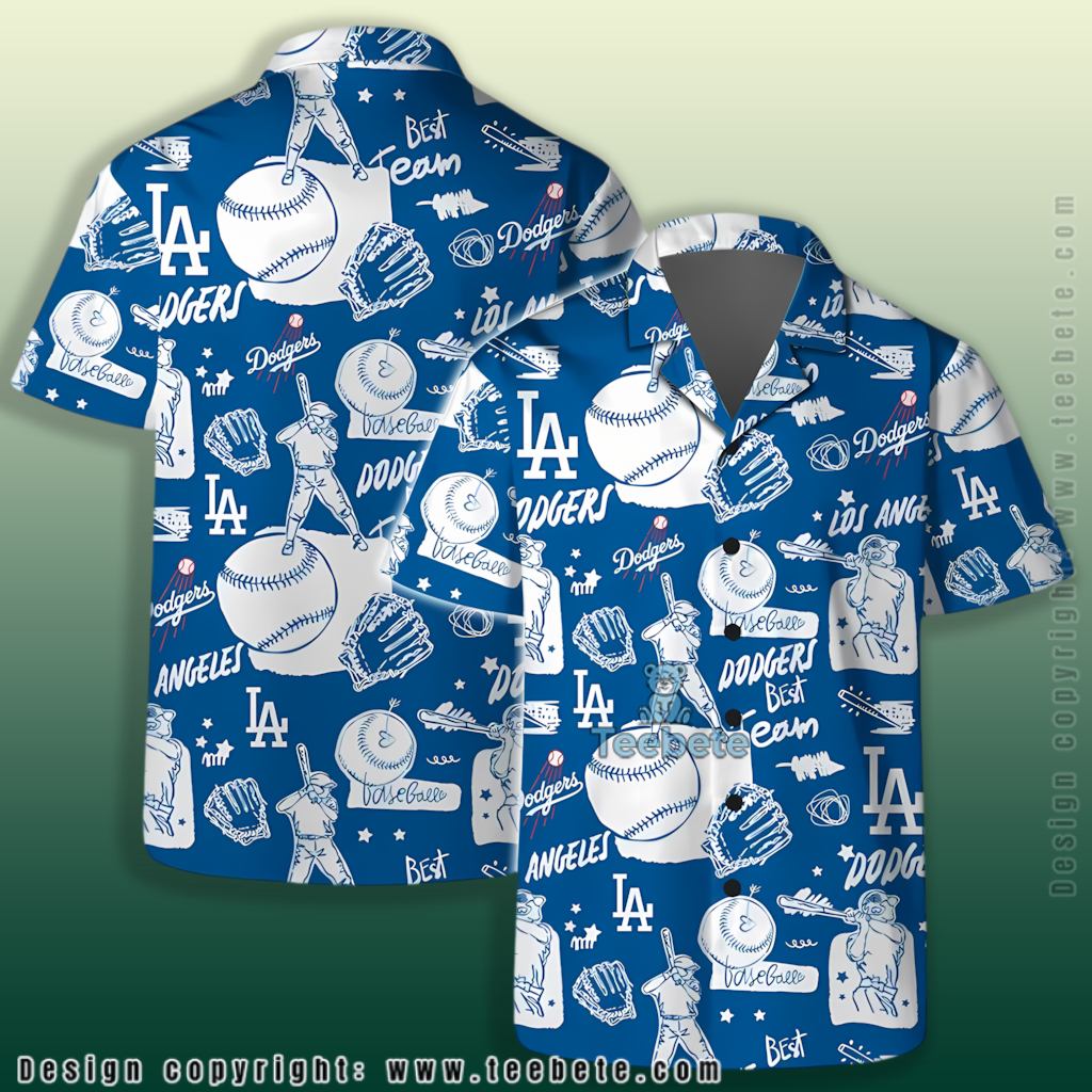Baseball Sketch Los Angeles Dodgers Hawaiian Shirt