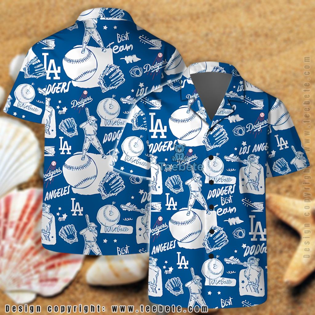 Baseball Sketch Los Angeles Dodgers Hawaiian Shirt Version 2 Baseball Sketch Los Angeles Dodgers Hawaiian Shirt Version 2