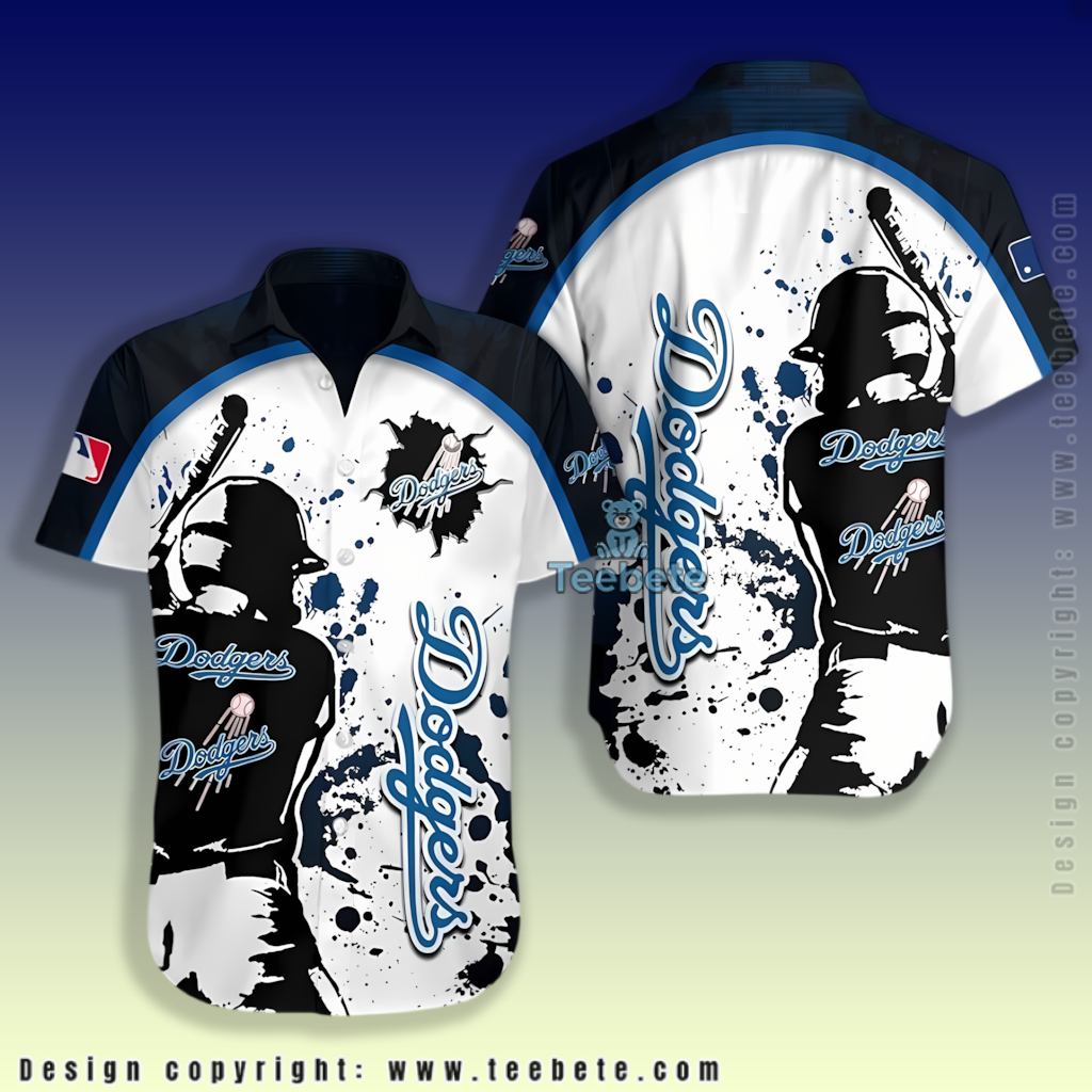 Batter Silhouette Splatter Los Angeles Dodgers Hawaiian Shirt