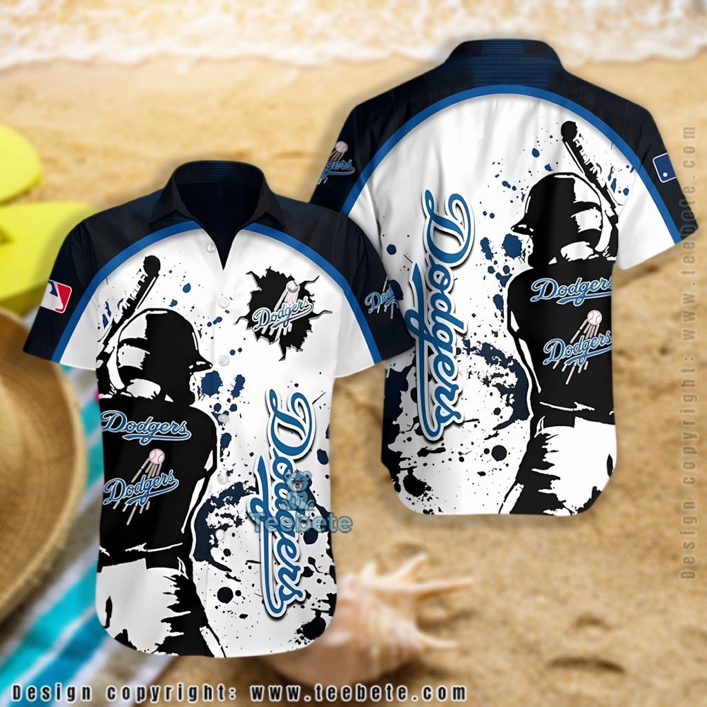 Batter Silhouette Splatter Los Angeles Dodgers Hawaiian Shirt Version 2 Batter Silhouette Splatter Los Angeles Dodgers Hawaiian Shirt Version 2