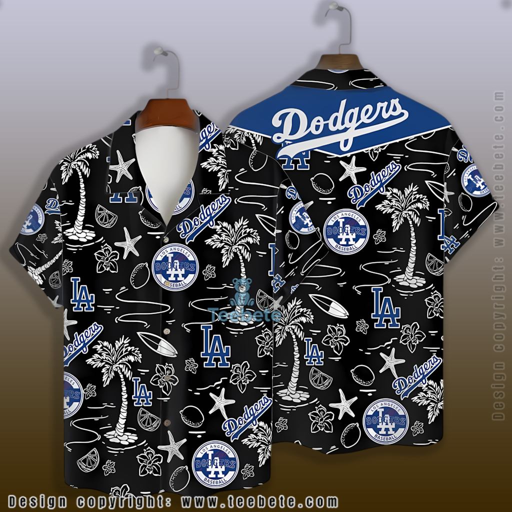 Black Starfish Surfboard Los Angeles Dodgers Hawaiian Shirt