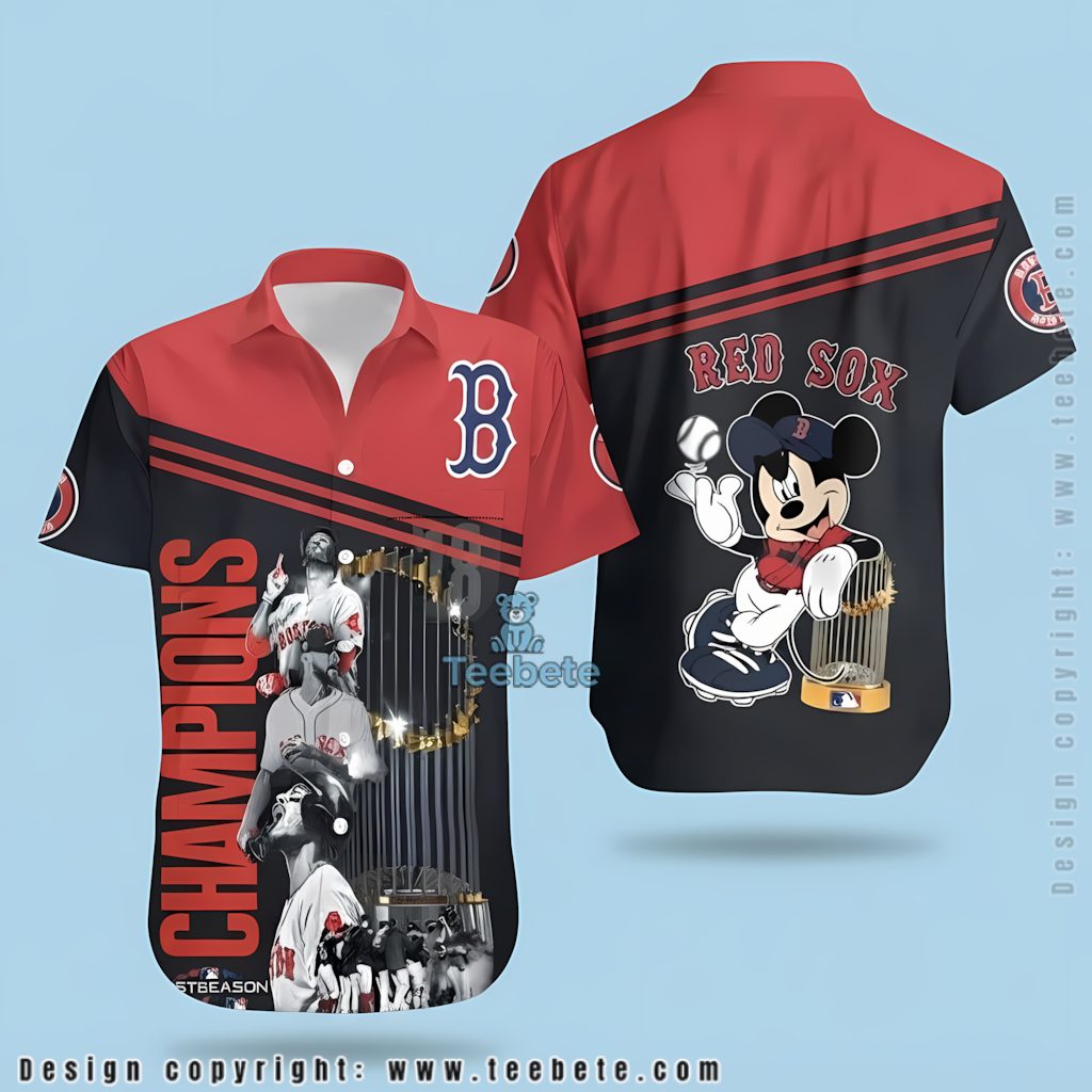 Boston Red Sox Hawaiian Shirt Mickey Mouse Champions Trophy