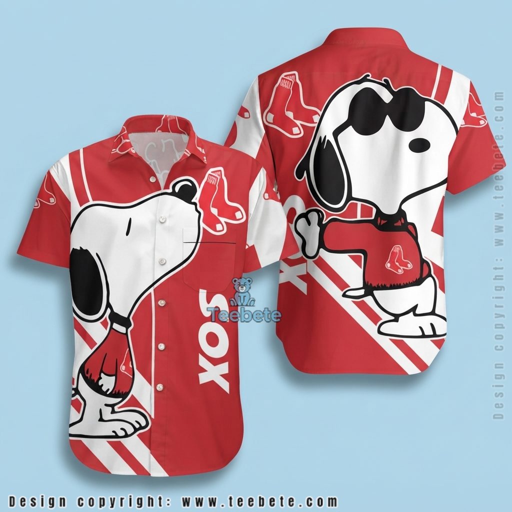 Boston Red Sox Hawaiian Shirt Snoopy Sunglasses Cool Vibes