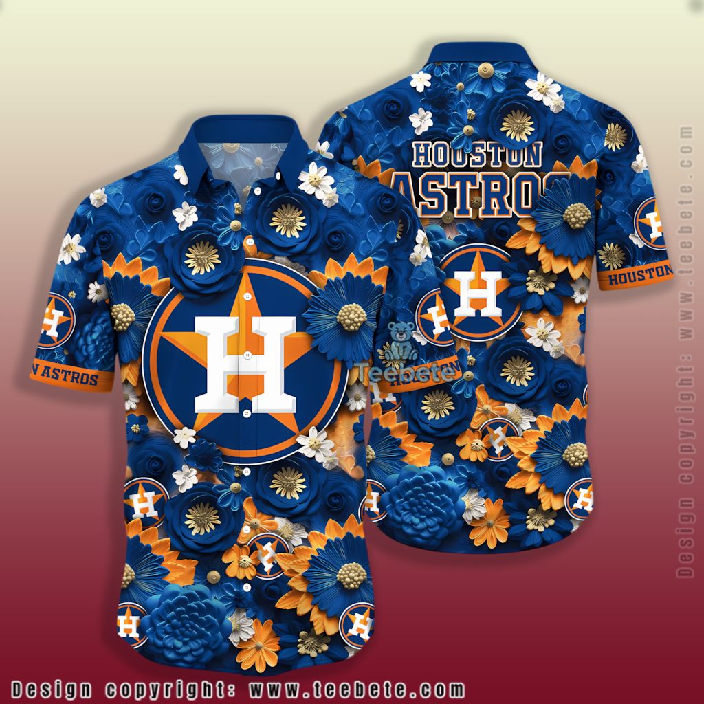 Botanical Leaves Houston Astros Hawaiian Shirt