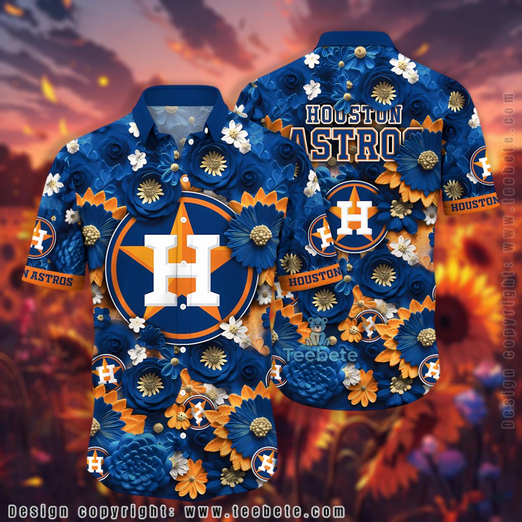 Botanical Leaves Houston Astros Hawaiian Shirt Version 2 Botanical Leaves Houston Astros Hawaiian Shirt Version 2
