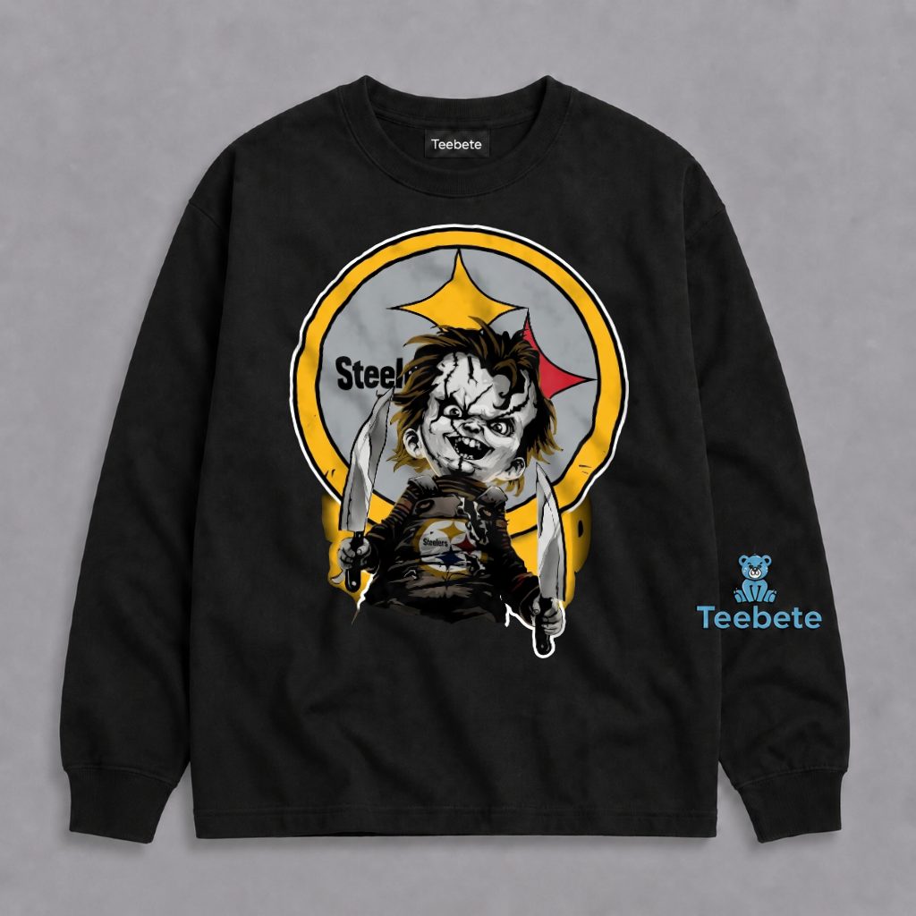 Chucky Pittsburgh Steelers Horror Doll Long Sleeve Chucky Pittsburgh Steelers Horror Doll Long Sleeve