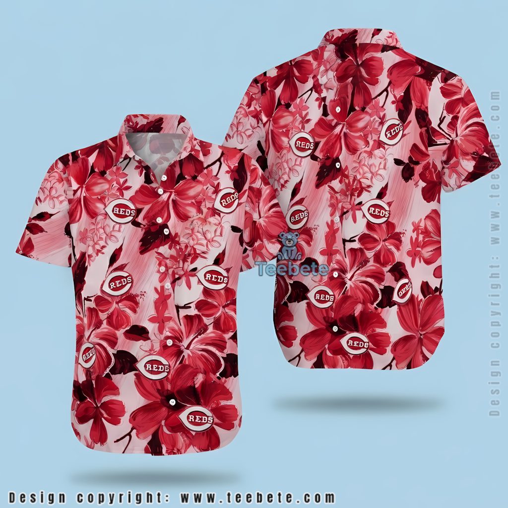Cincinnati Reds Hawaiian Shirt Red Hibiscus Bloom