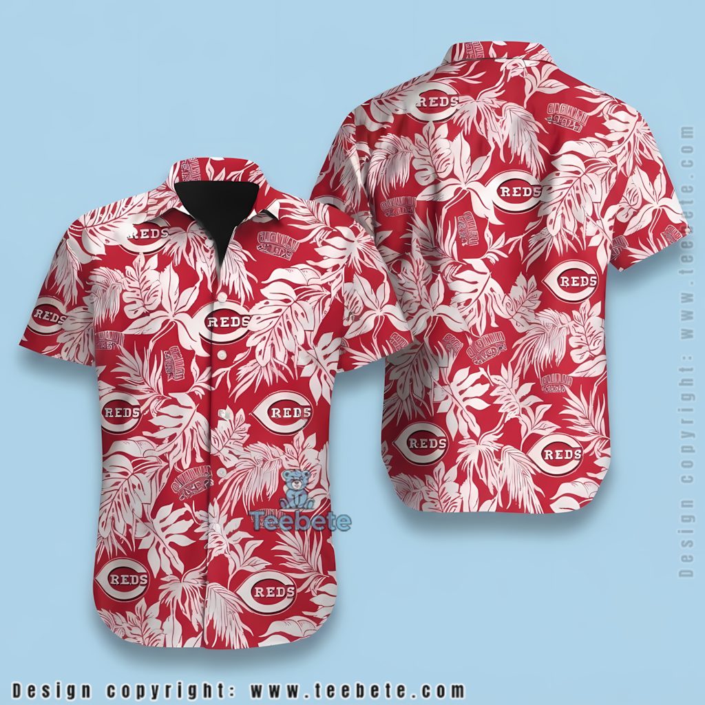 Cincinnati Reds Tropical Shirt Tropical Palm Leaf Logo