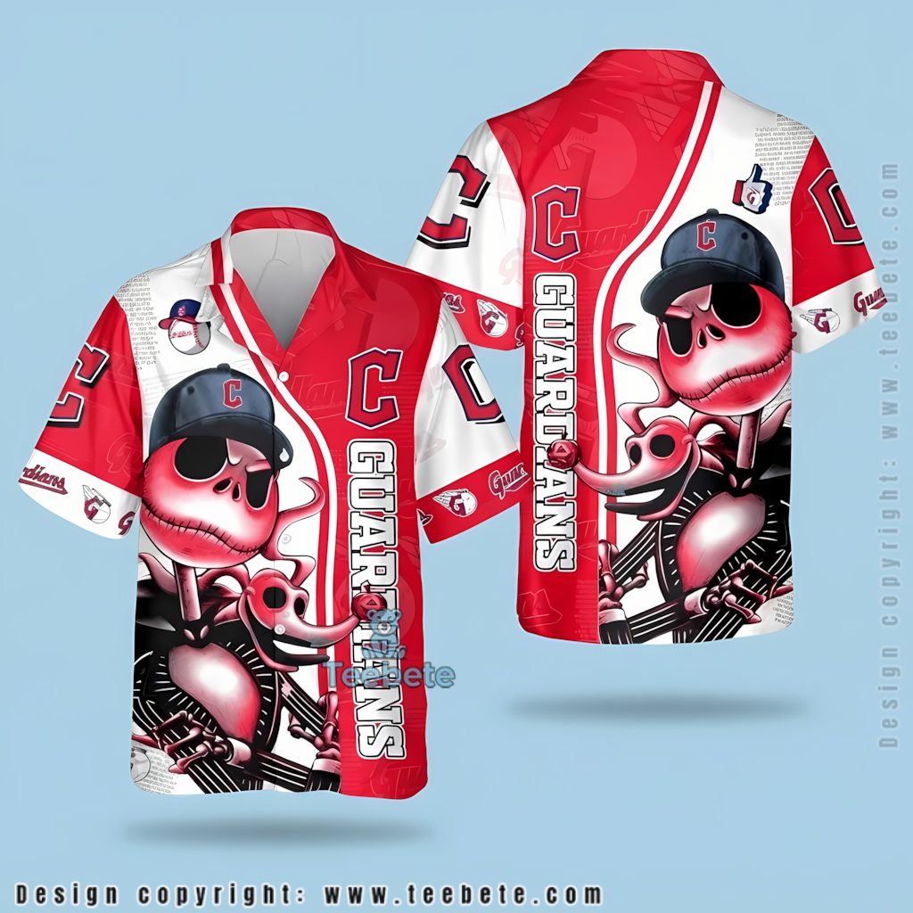Cleveland Guardians Hawaiian Shirt Jack Skellington Cartoon