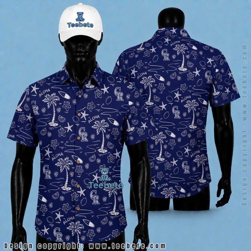 Colorado Rockies Aloha Shirt Beach Doodle Navy