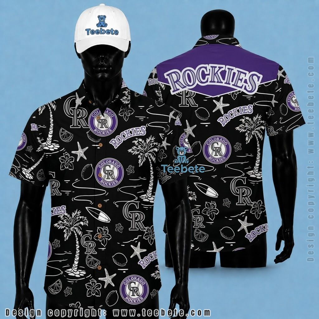 Colorado Rockies Button Up Shirt Doodle Badge Black