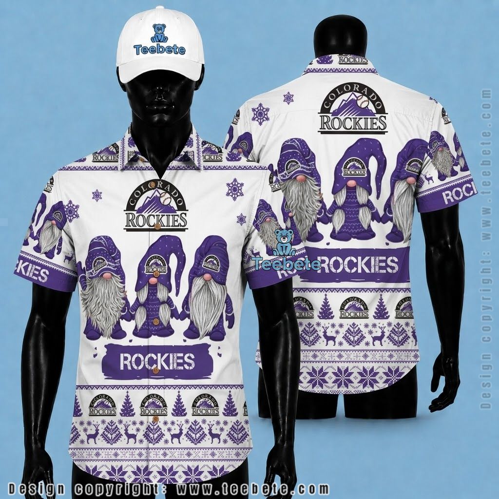 Colorado Rockies Hawaiian Shirt Christmas Gnome White