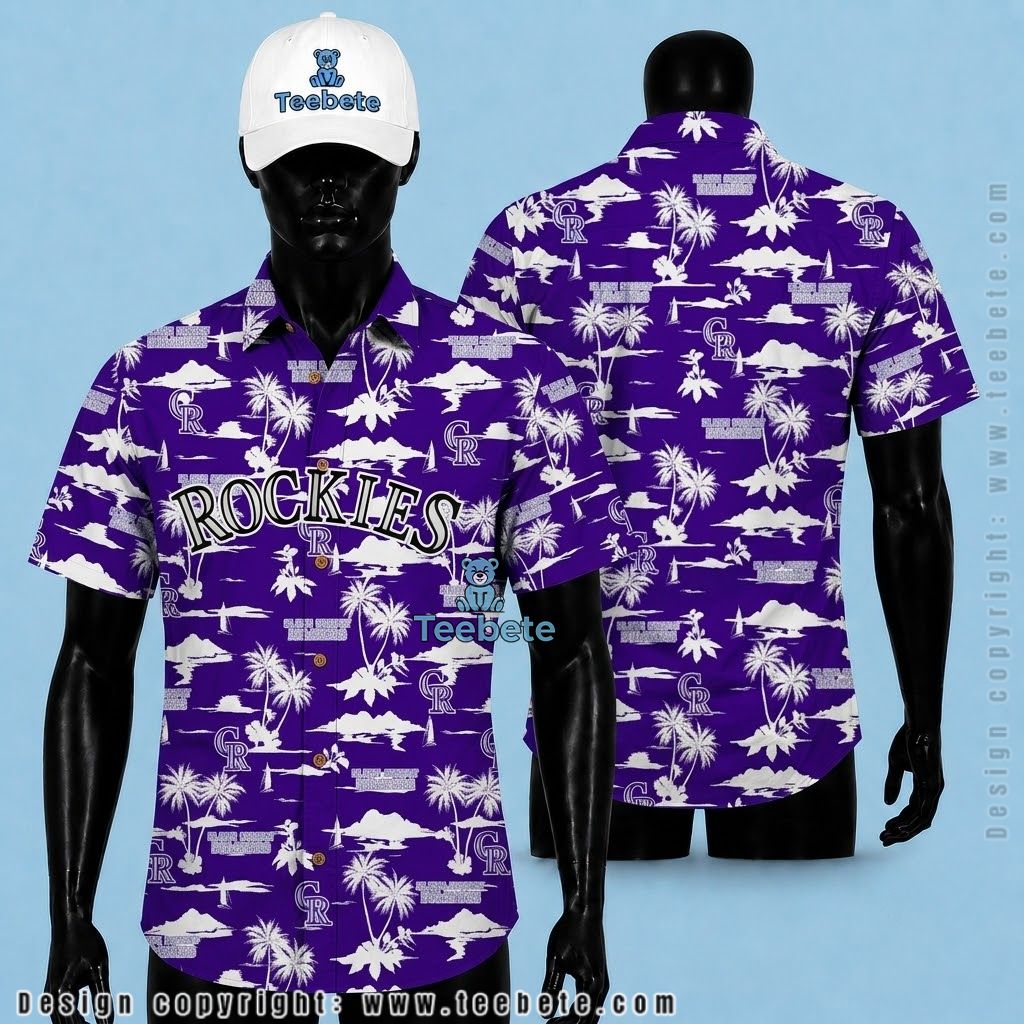 Colorado Rockies Hawaiian Shirt Palm Cloud Print Purple