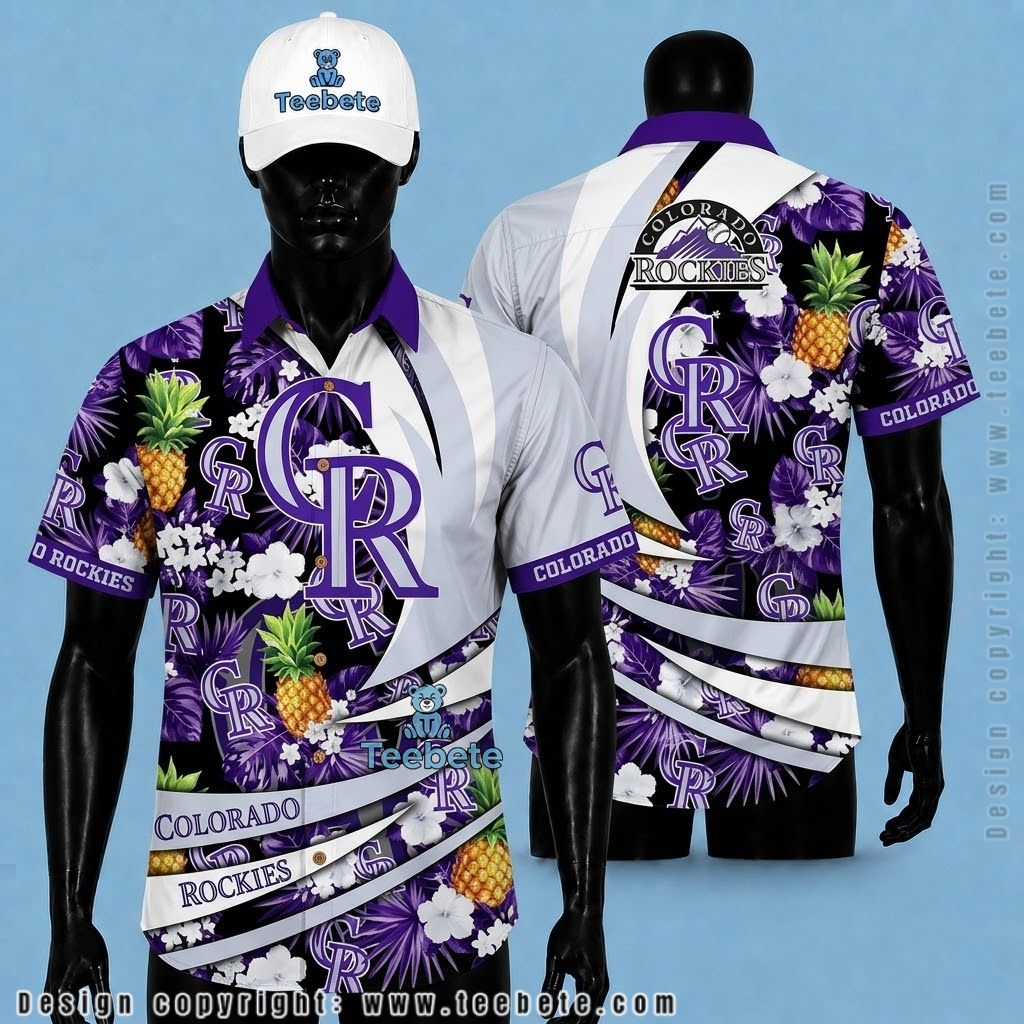 Colorado Rockies Hawaiian Shirt Pineapple Swirl Purple
