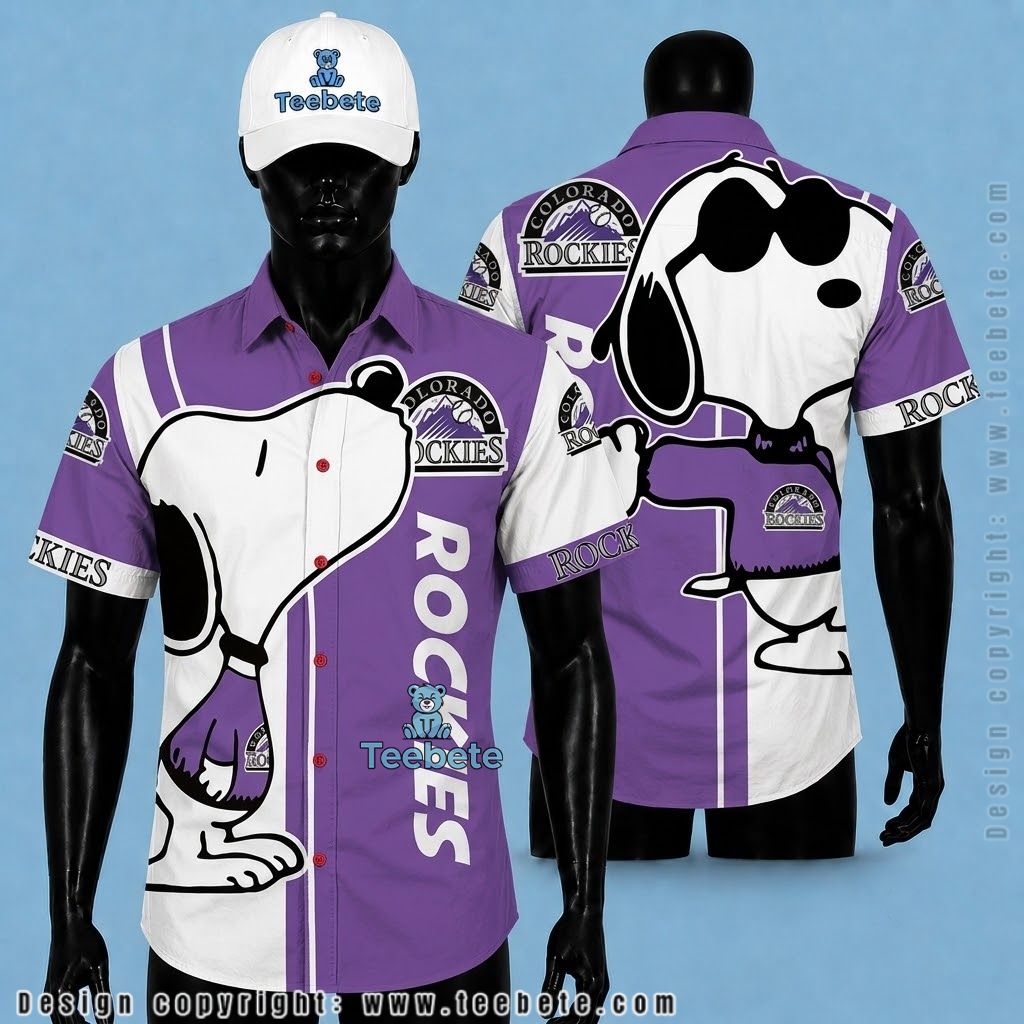 Colorado Rockies Hawaiian Shirt Snoopy Sunglasses Purple