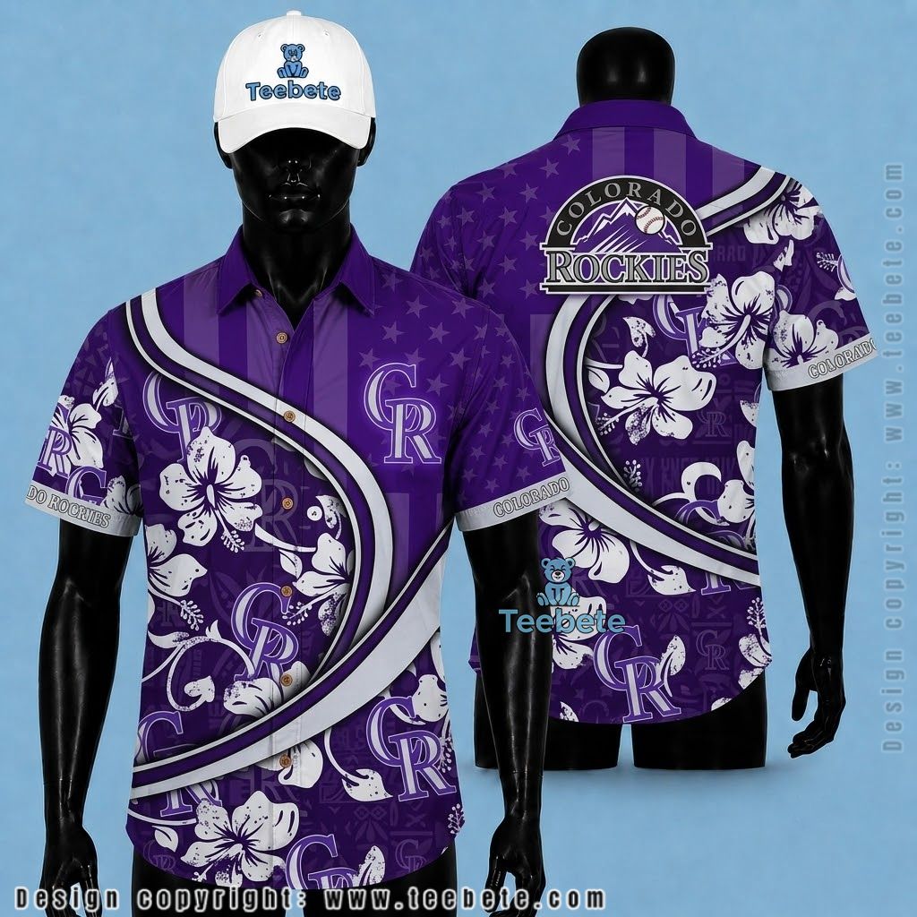 Colorado Rockies Hawaiian Shirt Swirl Hibiscus Star