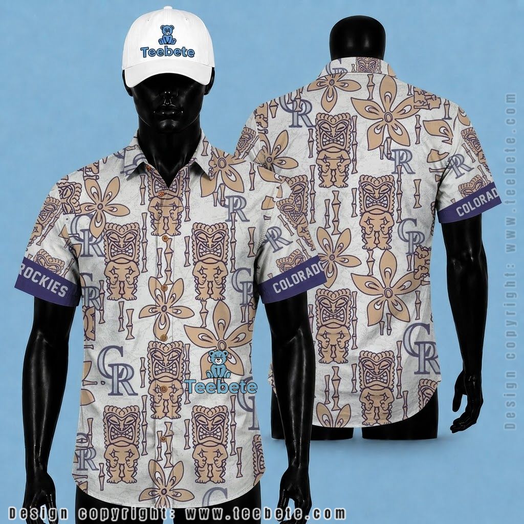Colorado Rockies Hawaiian Shirt Tiki Totem White