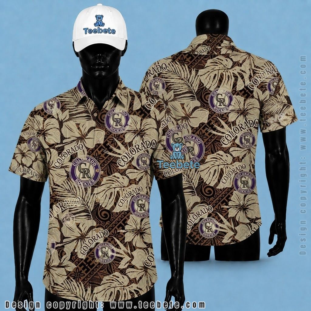 Colorado Rockies Hawaiian Shirt Tribal Monstera Brown