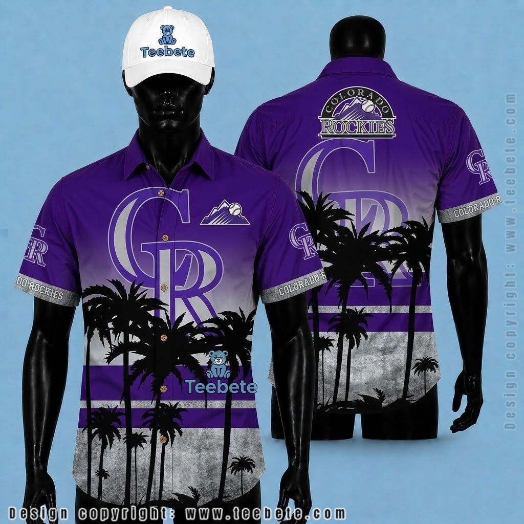 Colorado Rockies Tropical Shirt Palm Silhouette Purple