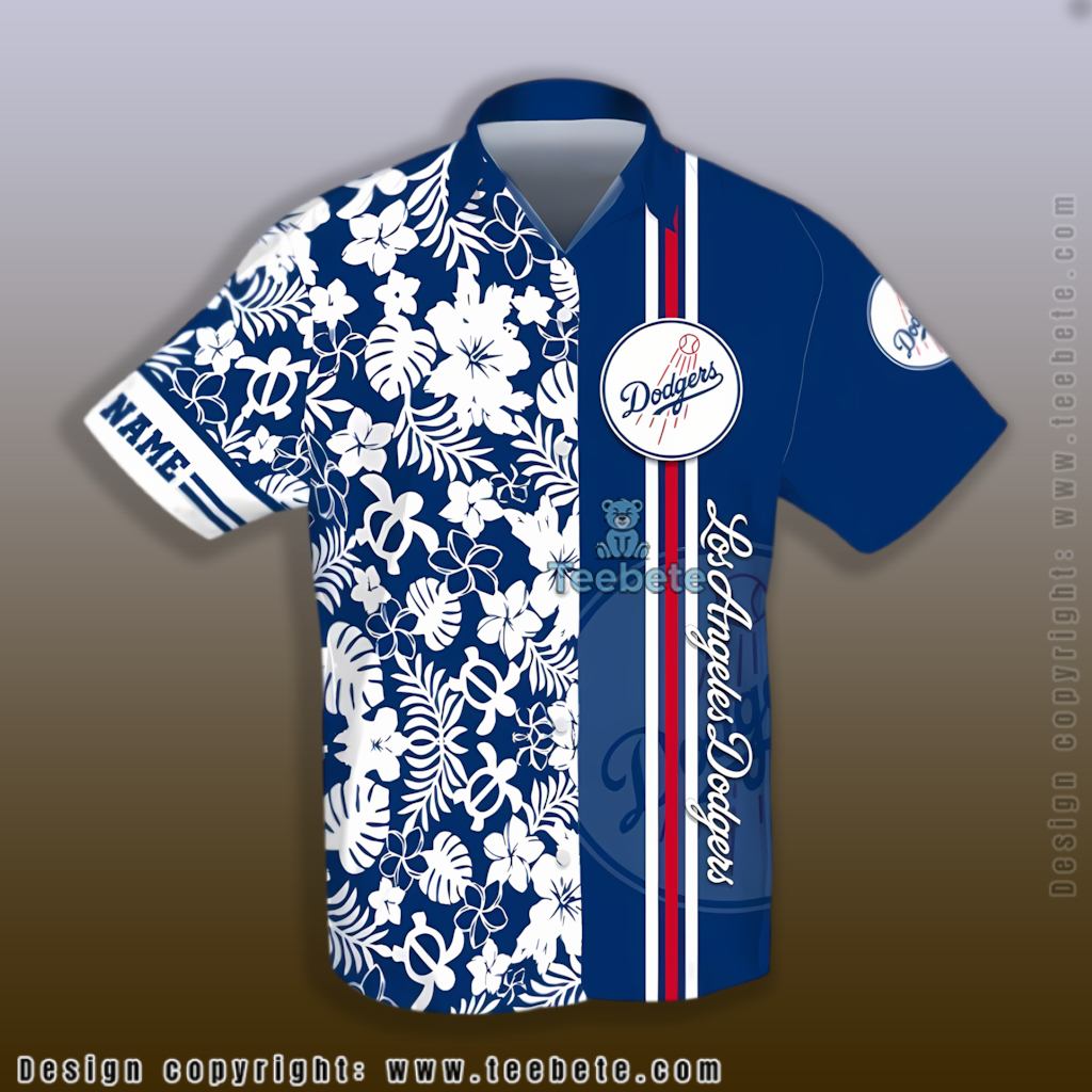 Custom Name Hibiscus Los Angeles Dodgers Hawaiian Shirt
