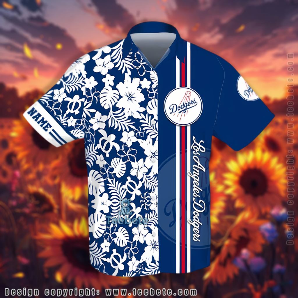 Custom Name Hibiscus Los Angeles Dodgers Hawaiian Shirt Version 2 Custom Name Hibiscus Los Angeles Dodgers Hawaiian Shirt Version 2