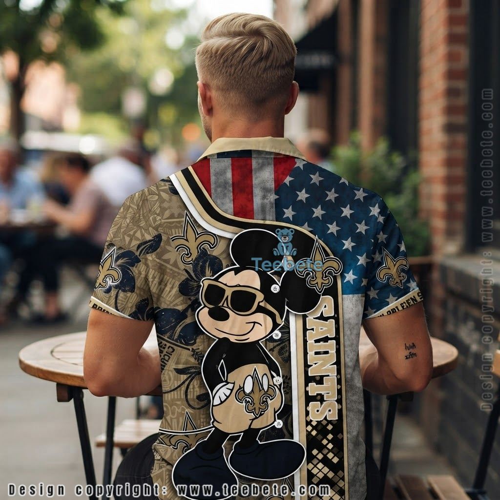 Custom Name New Orleans Saints Mickey Mouse Aloha Shirt Version 2 Custom Name New Orleans Saints Mickey Mouse Aloha Shirt Version 2