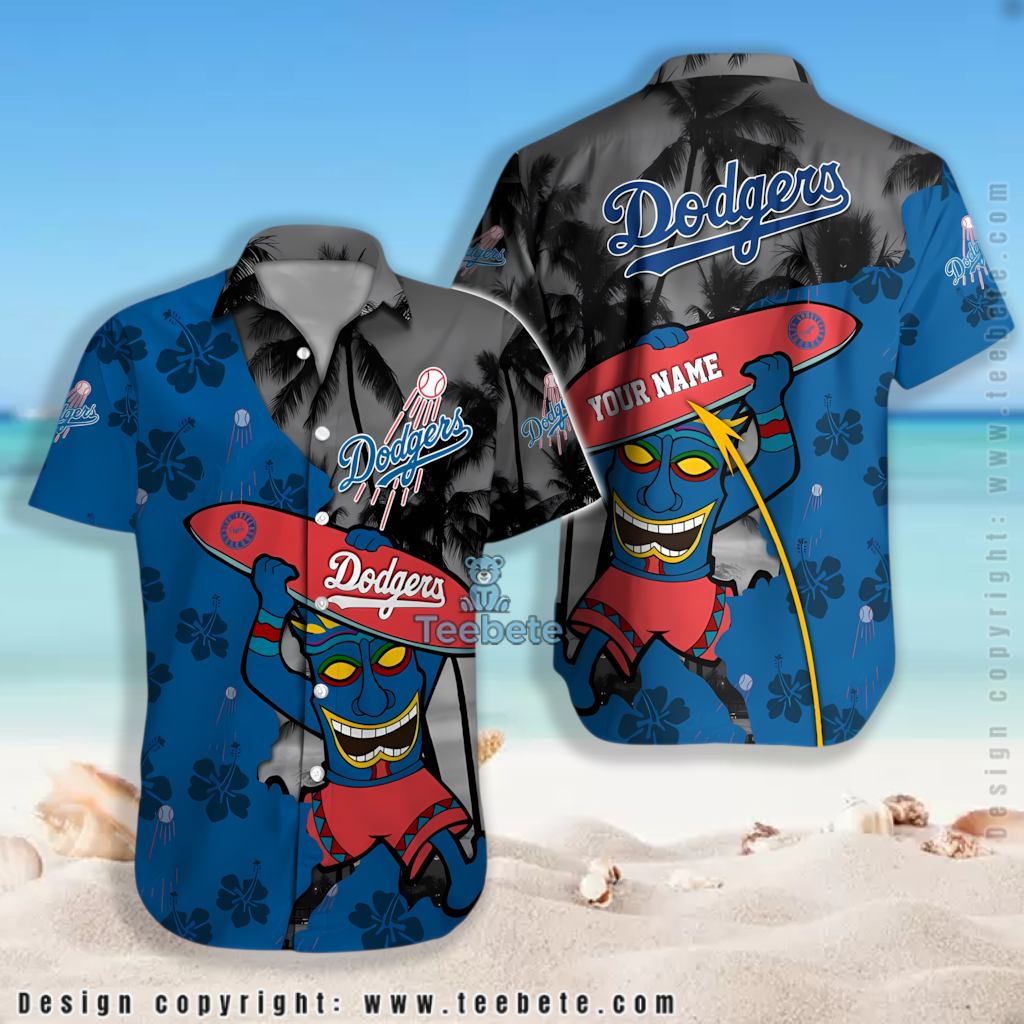 Custom Name Tiki Surfer Los Angeles Dodgers Hawaiian Shirt Version 2 Custom Name Tiki Surfer Los Angeles Dodgers Hawaiian Shirt Version 2