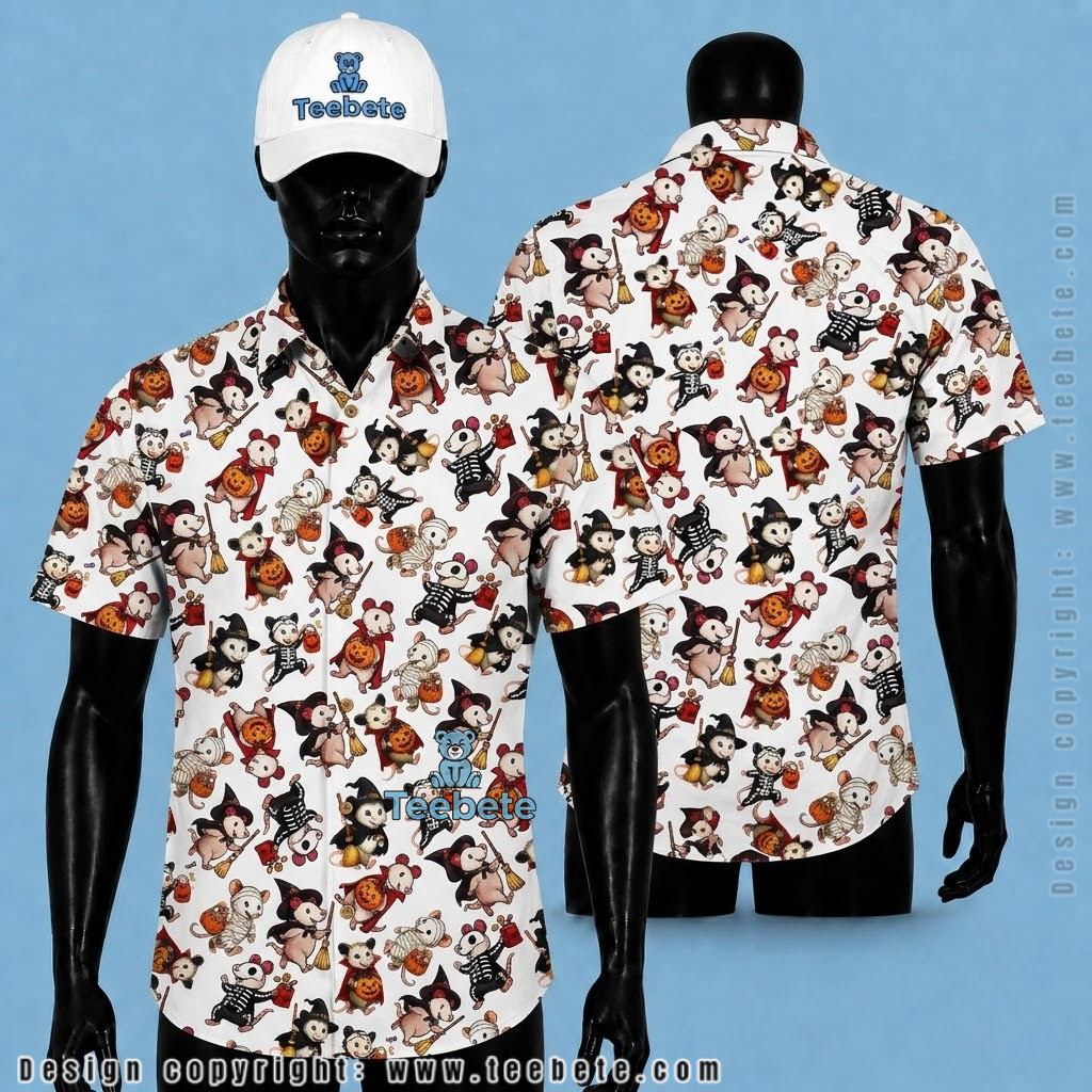 Cute Halloween Pattern Aloha Shirt Orange Cute Halloween Pattern Aloha Shirt Orange